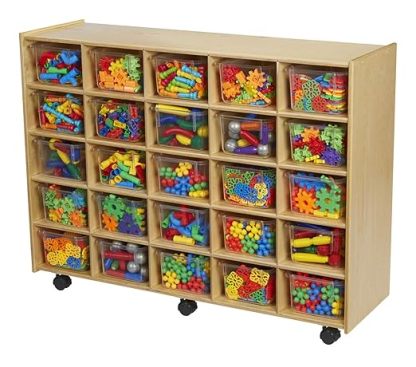 Mobile Cubby Unit with Locking Casters, 47-3/4 x 14-1/4 x 36 Inches