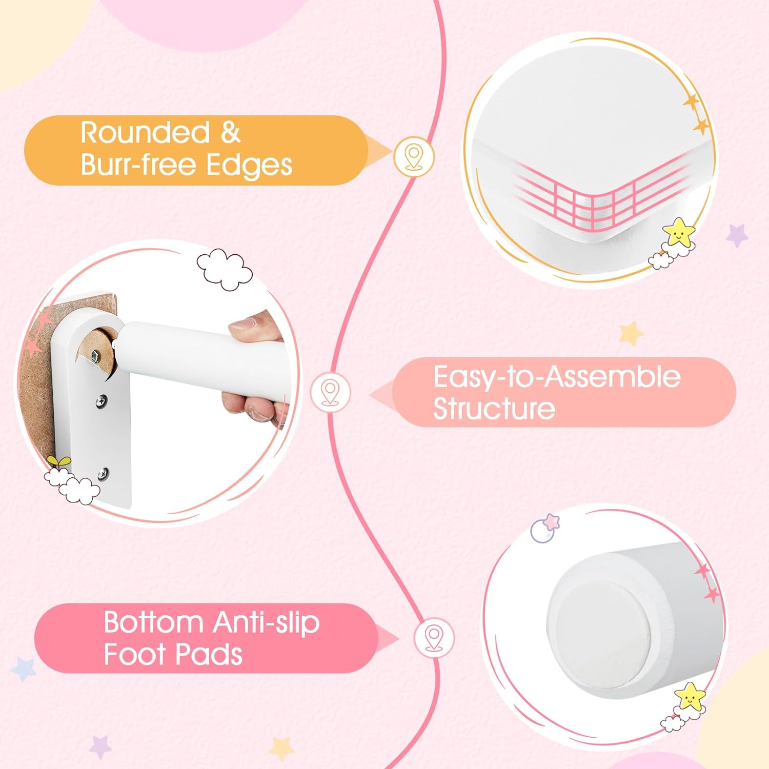 Kids Table and Chair Set, Wooden Children Activity Table and 2 Chairs