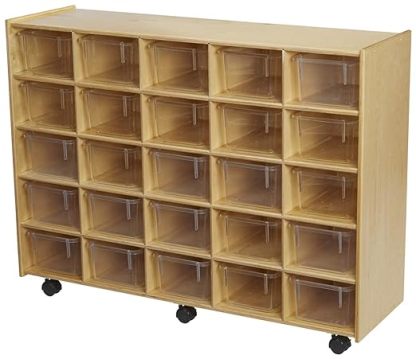 Mobile Cubby Unit with Locking Casters, 47-3/4 x 14-1/4 x 36 Inches