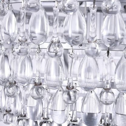 20 Inch Crystal Chandeliers, 6 Lights 5 Tiers Crystal Light, Adjustable Ceiling Pendant Lights, Modern Hanging Chandelier Lighting Fixture for Dining Room, Bedroom, Hallway, Bar, Kitchen, Bath