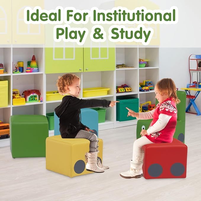 5 Pieces Sectional Children Couch, Colourful Daycare Furniture