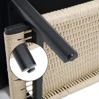 Black Coffee Table with Storage Shelf for Living Room Mid Century Sofa Tables