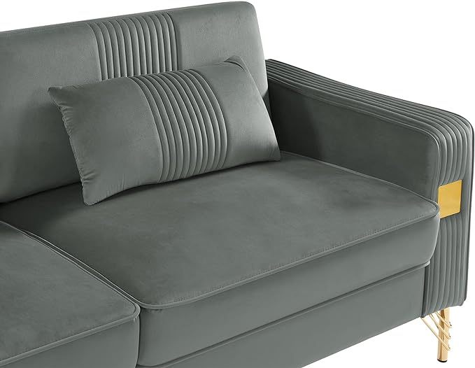 79”W Velvet Small Sofa Couch, Modern Oversized Loveseat with 2 Matching Pillows