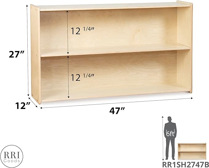2-Tier Low Shelving Unit, Birch Plywood Horizontal Bookcase