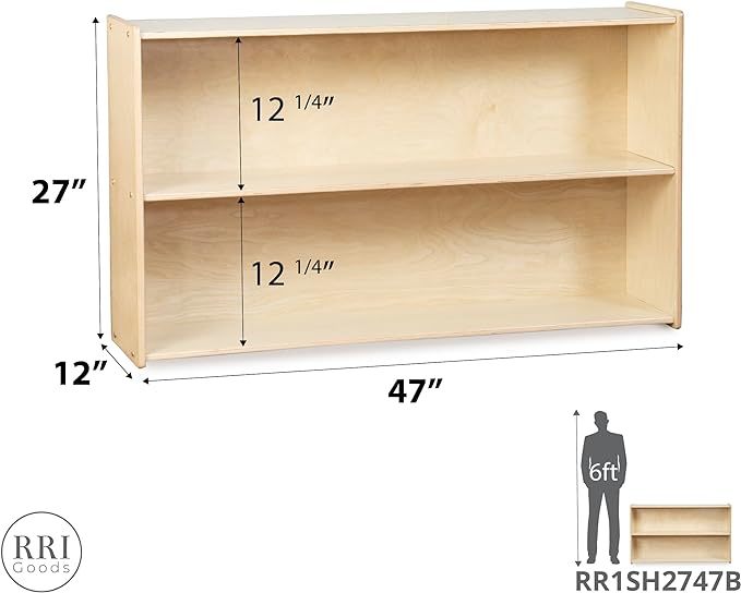 2-Tier Low Shelving Unit, Birch Plywood Horizontal Bookcase
