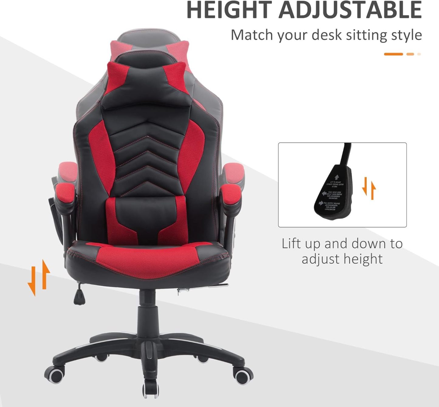 6 Vibrating Point Massage Computer Gaming Chair 5 Modes, Racing Style Heated Desk Chair Swivel Rolling Chair with Headrest