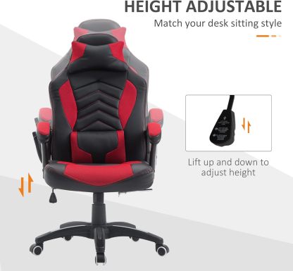 6 Vibrating Point Massage Computer Gaming Chair 5 Modes, Racing Style Heated Desk Chair Swivel Rolling Chair with Headrest