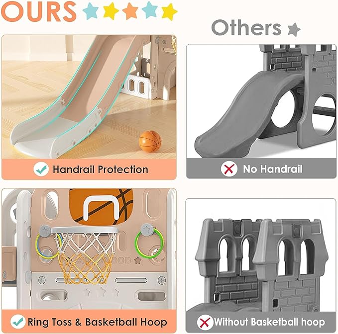 9 in 1 Toddler Slide, Kid Slide for Toddlers Age 1-3 with Ring Toss