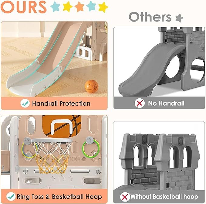 9 in 1 Toddler Slide, Kid Slide for Toddlers Age 1-3 with Ring Toss