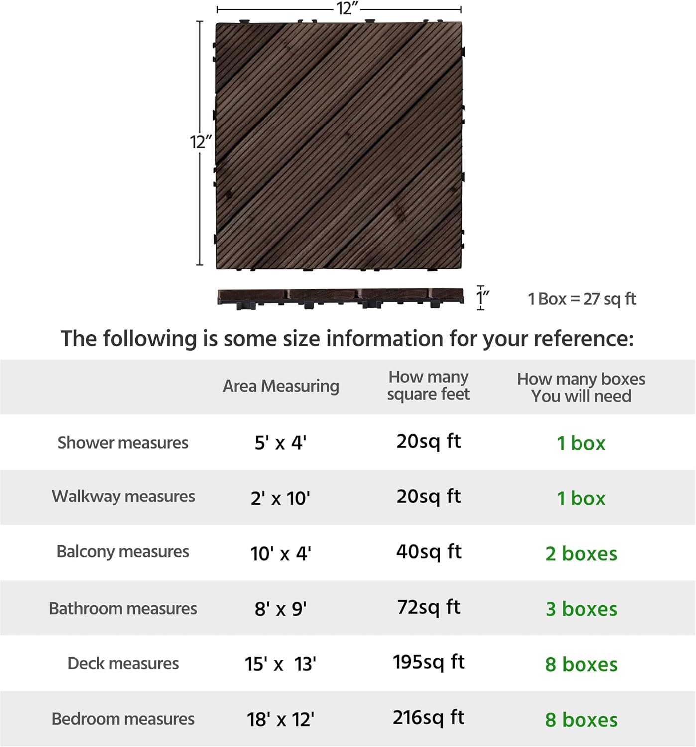  27PCS Wooden Flooring Patio Deck Tiles