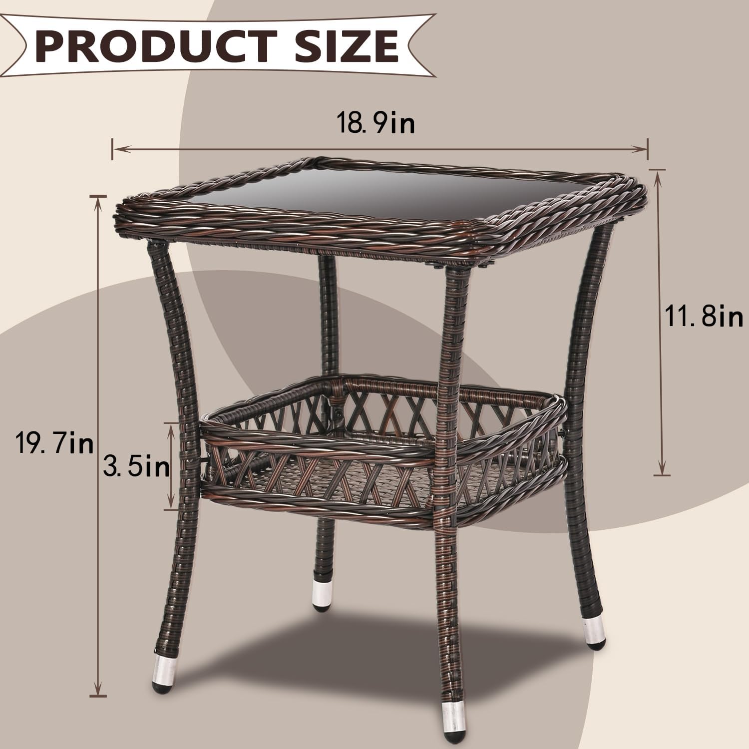Outdoor Side Table Wicker Outdoor End Table for Patio Outside