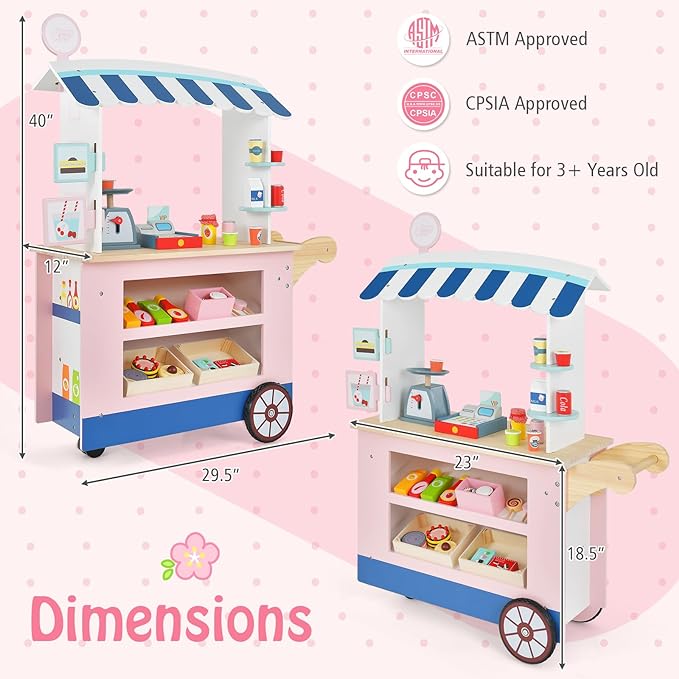 30-Piece Toddler Pretend Play Grocery Store Playset w/Cash Register & Scale