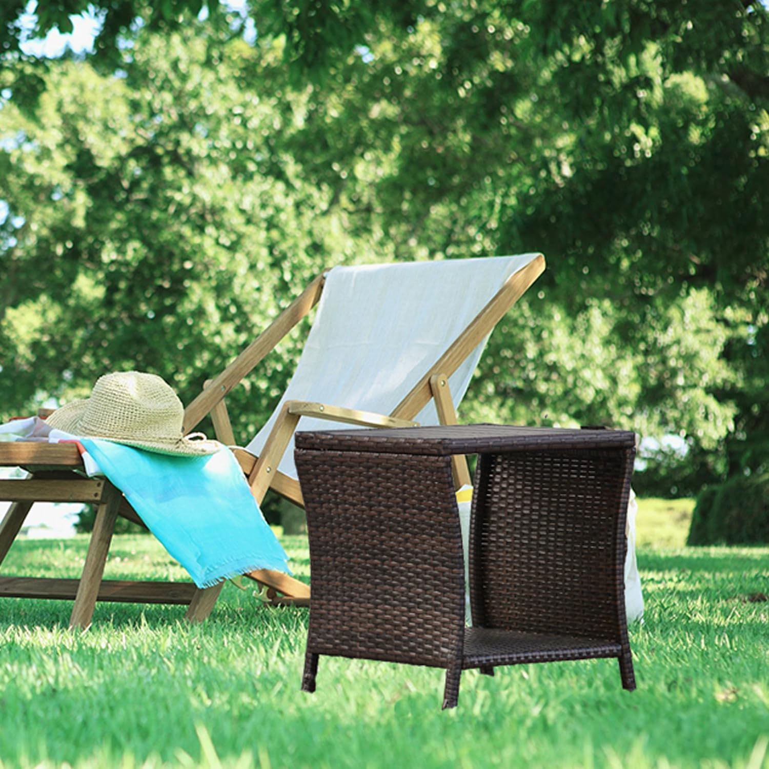 Outdoor Wicker Adirondack Chairs Set 2 with Table Rattan Fire Pit Chairs