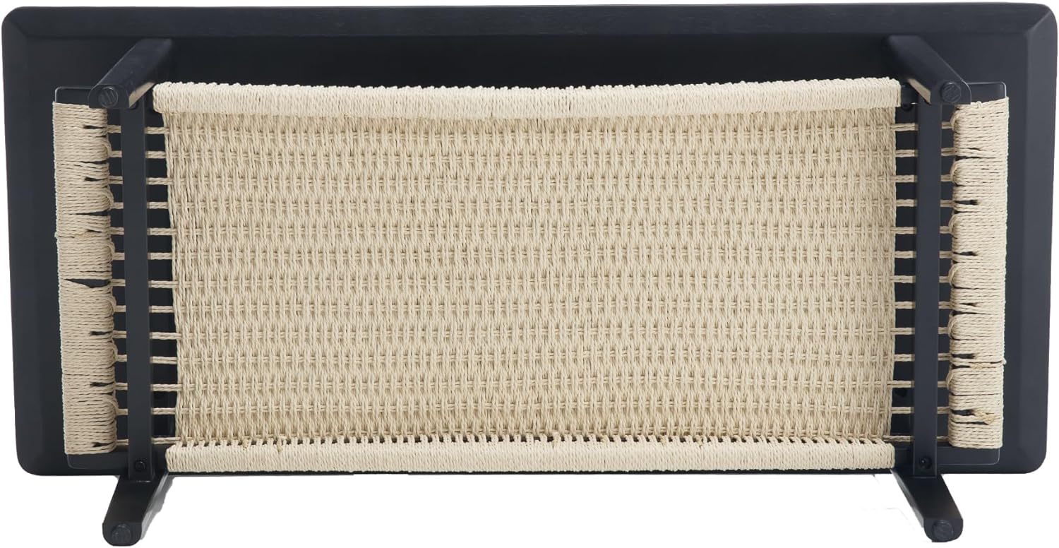 Black Coffee Table with Storage Shelf for Living Room Mid Century Sofa Tables