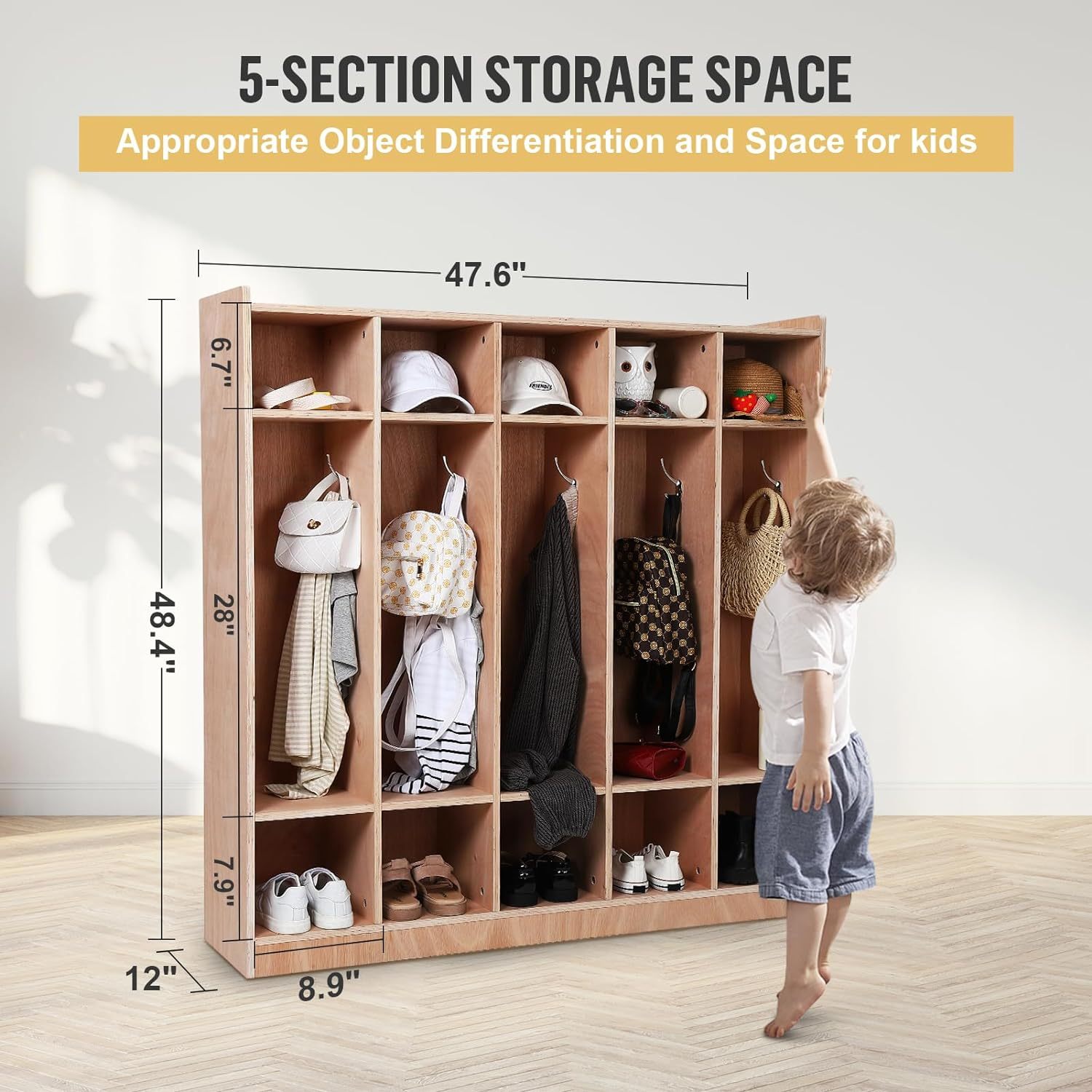 5-Section Classroom Coat Locker, 10 Cubbies for Classrooms