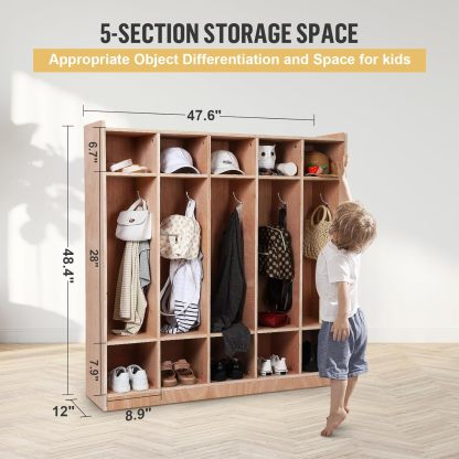 5-Section Classroom Coat Locker, 10 Cubbies for Classrooms