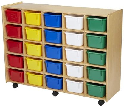Mobile Cubby Unit with Locking Casters, 47-3/4 x 14-1/4 x 36 Inches