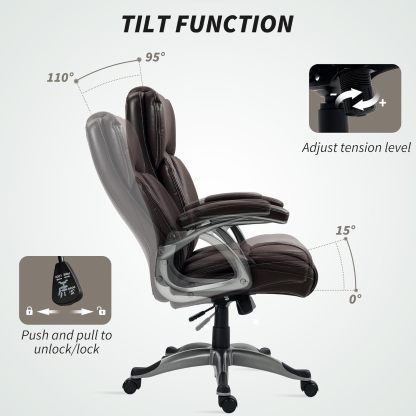 Executive Office Chair with Tilt Function, PU Leather High Back Desk Chair