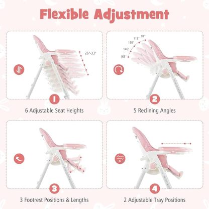 High Chair with Wheels, Foldable Highchair for Babies and Toddlers