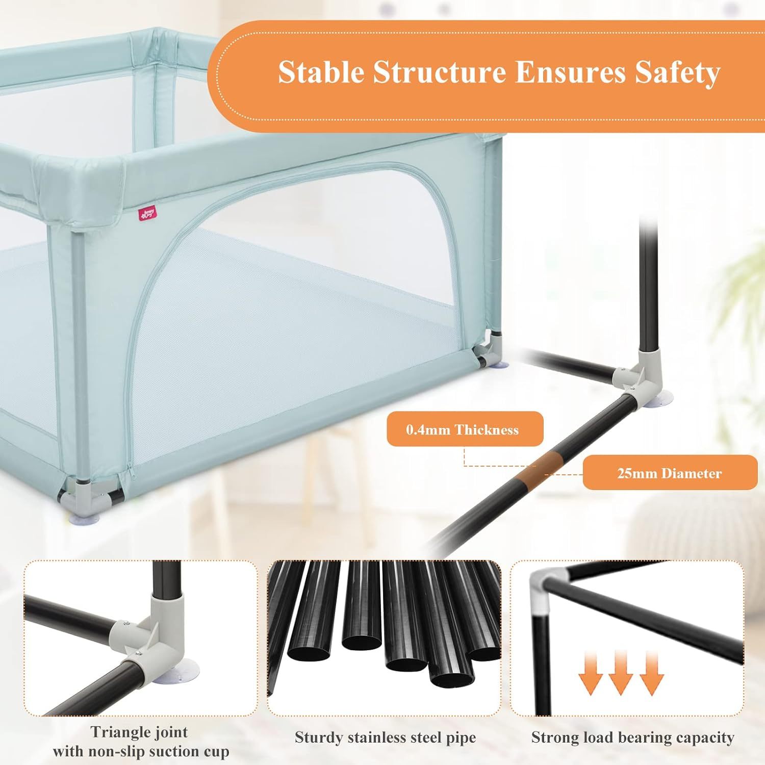 Extra Large Baby Gate Playpen w/ 50 Ocean Balls, No Gaps Infant Safety Gates with Breathable Mesh