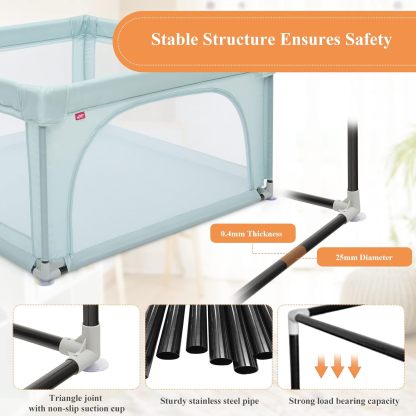 Extra Large Baby Gate Playpen w/ 50 Ocean Balls, No Gaps Infant Safety Gates with Breathable Mesh