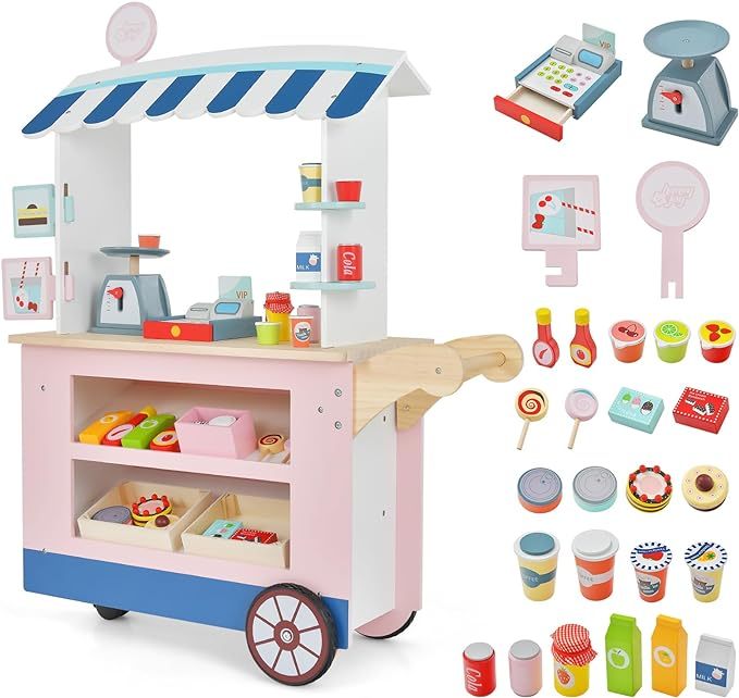 30-Piece Toddler Pretend Play Grocery Store Playset w/Cash Register & Scale