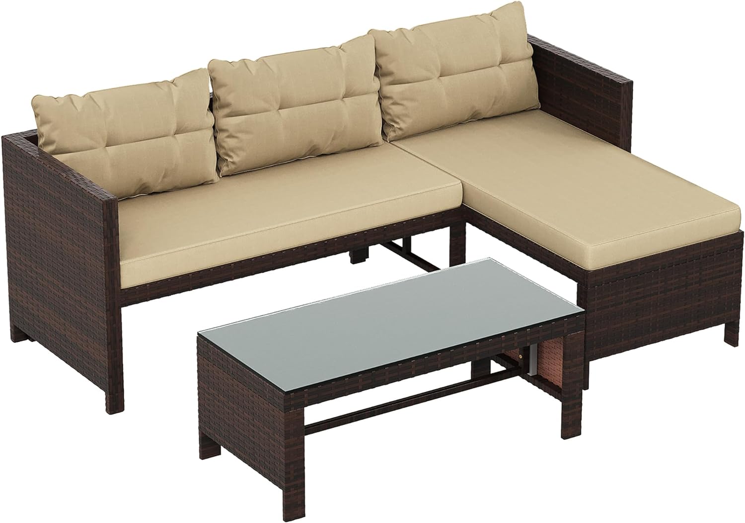 Outdoor Patio Furniture Sets, Wicker Patio sectional Sets 3-Piece