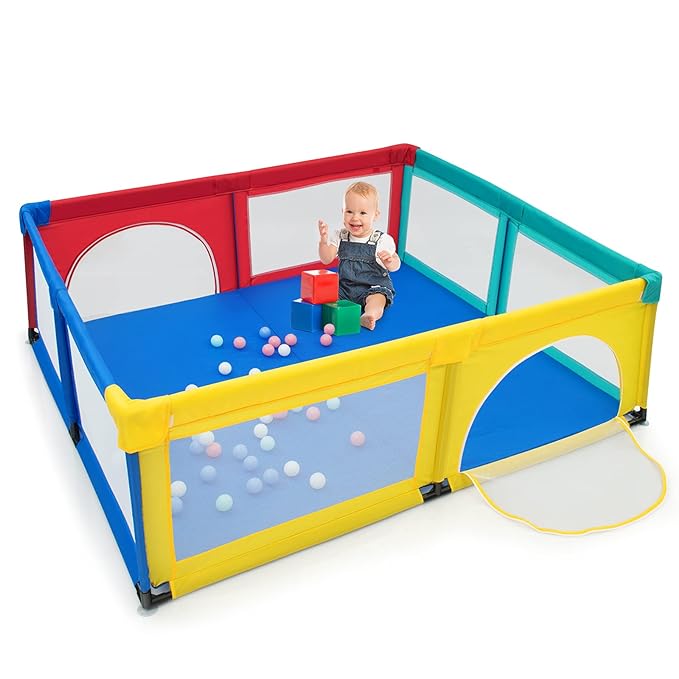 Extra Large Baby Gate Playpen w/ 50 Ocean Balls, No Gaps Infant Safety Gates
