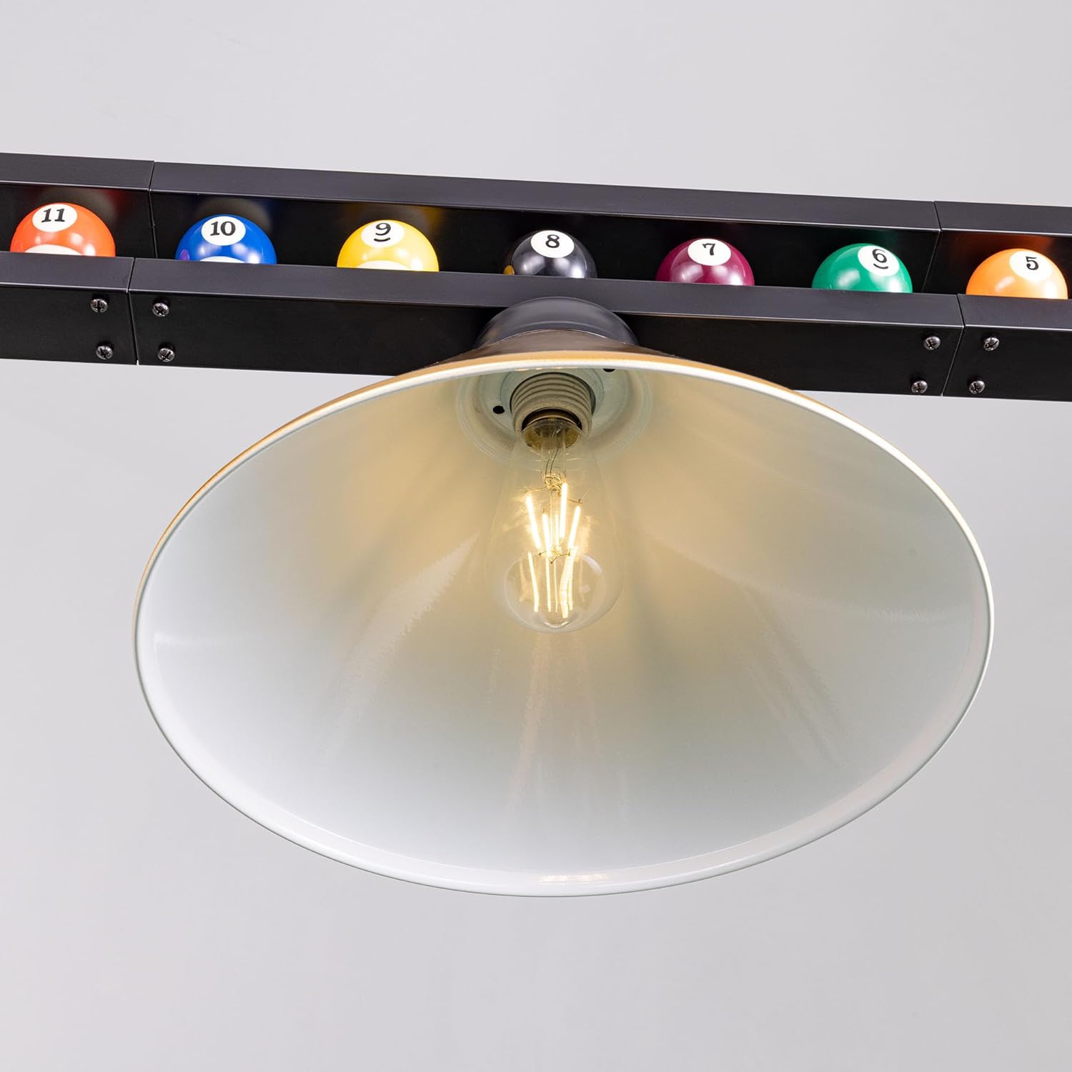Pool Table Light,59”Billiards Lights for 7' 8' 9' Table, Hanging Over Pool Table Light with Gold Shade and Billiard Ball Decor