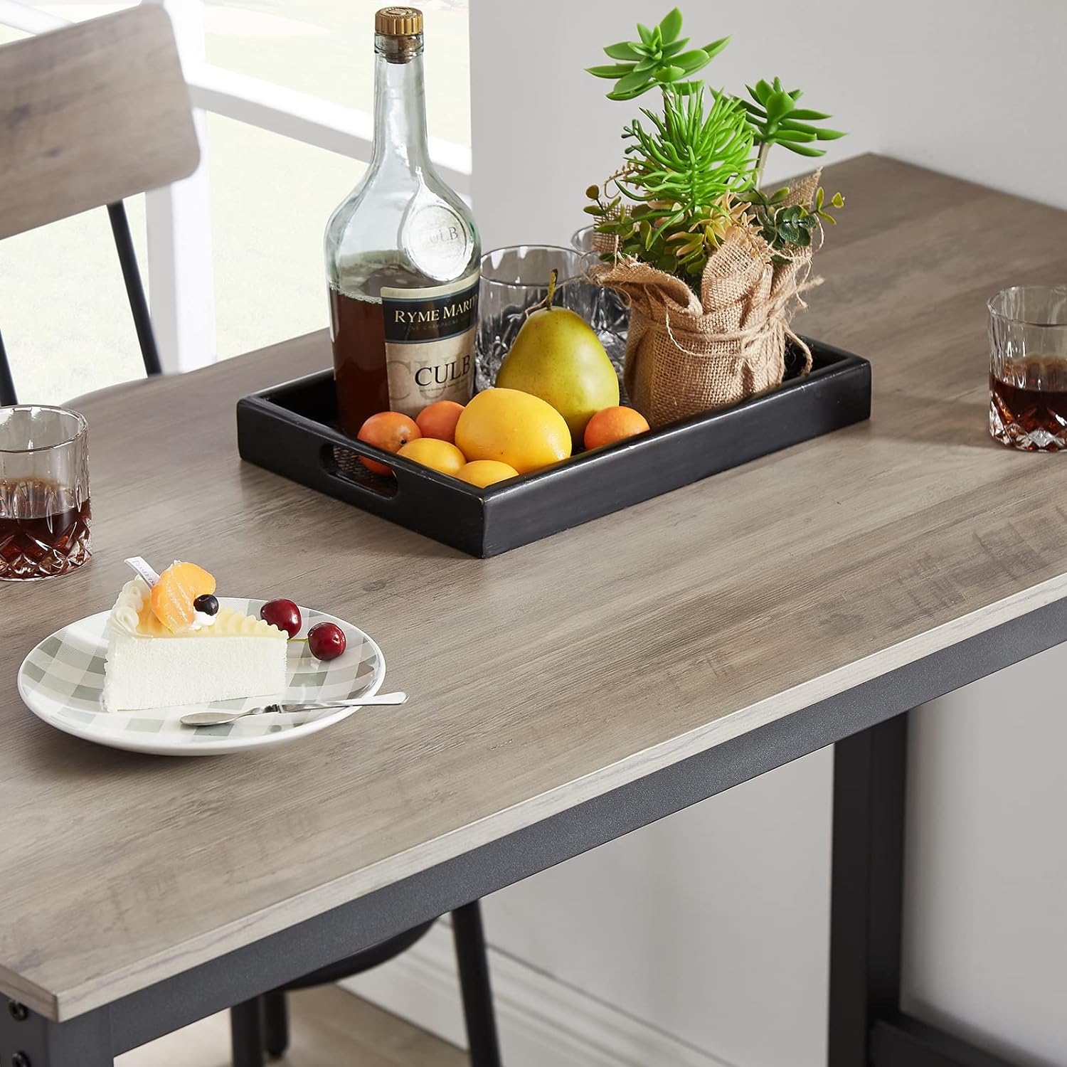 Bar Table and Chairs Set for 4, 5-Piece Rectangle Pub Bistro Table