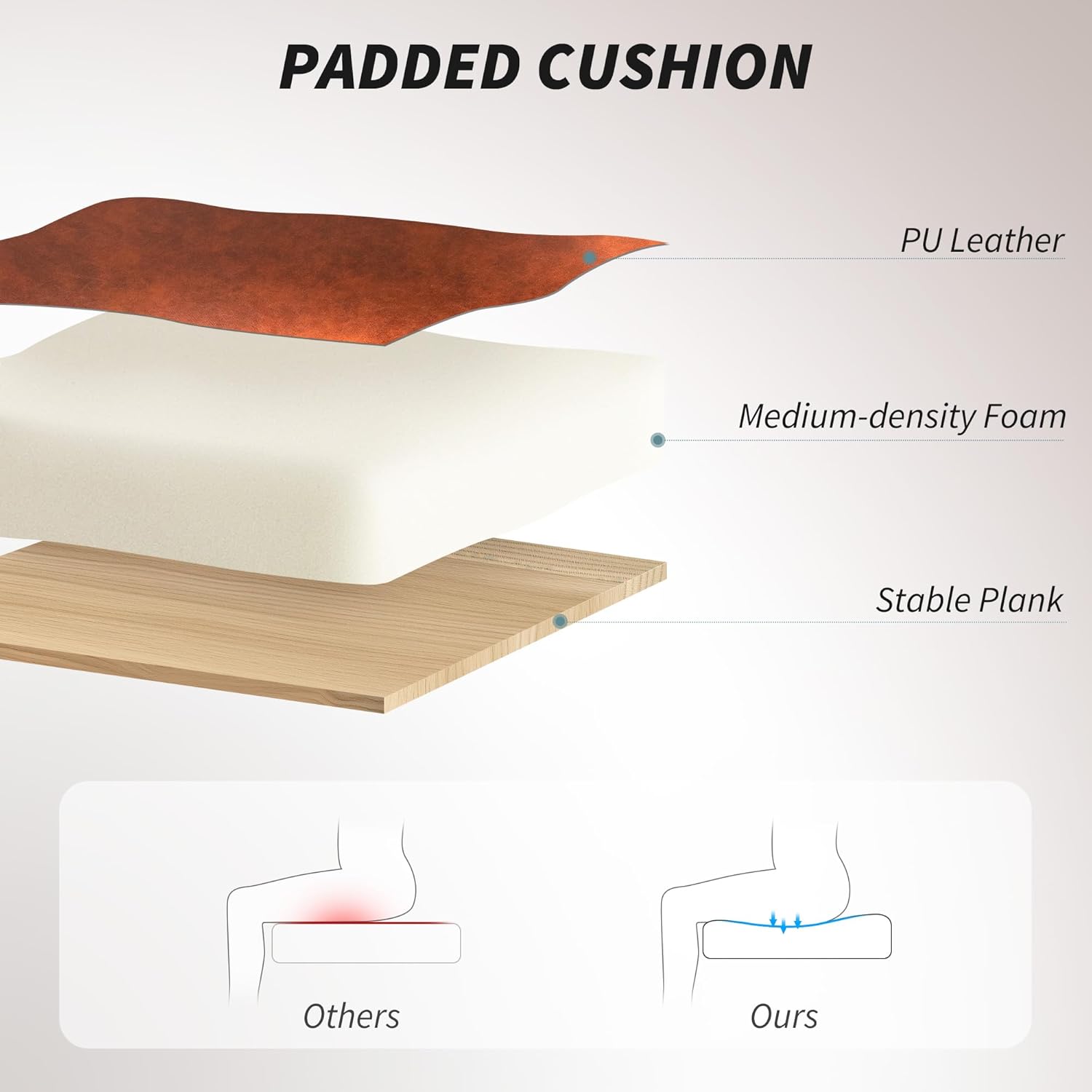 Padded Armrest, Swivel Wheels, Executive PU Leather Computer Chair, Adjustable Height