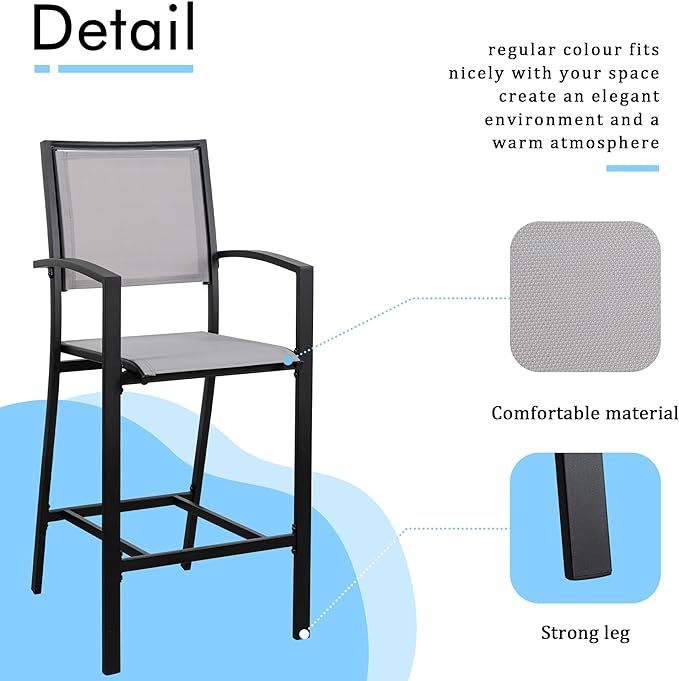 All Weather Textile Fabric Outdoor High Stool Bistro Set