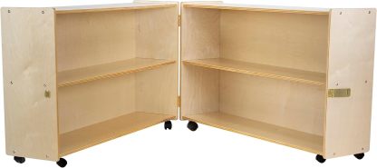 Birch Wood Folding Bookcase with Casters, Toy Organizer
