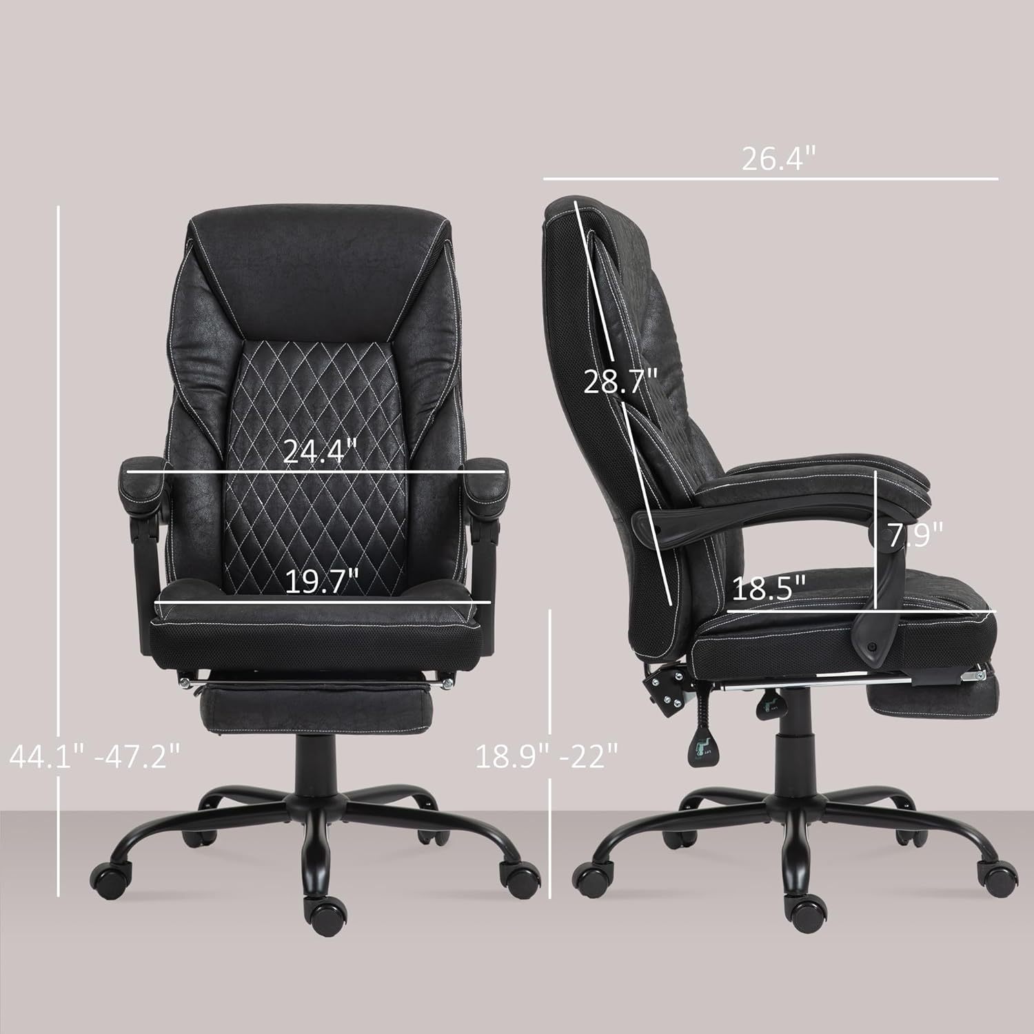 Reclining Swivel Chair with High Back and Adjustable Height