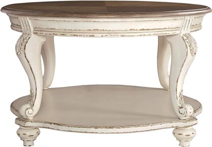 Casual Cottage Coffee Table, Antique White & Brown
