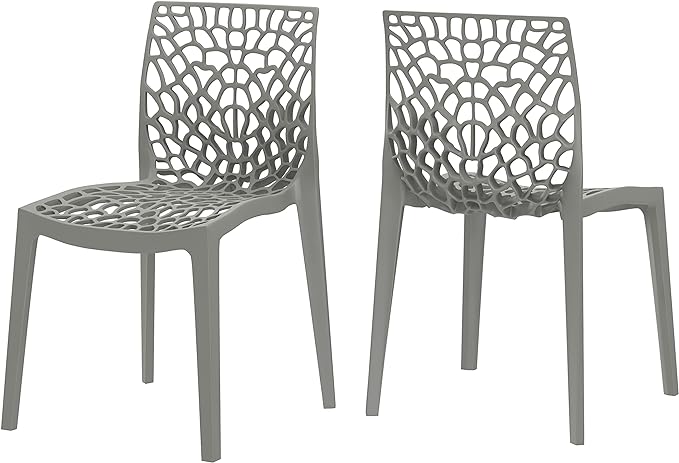 Armless Dining Chairs, Gray, Set of 2