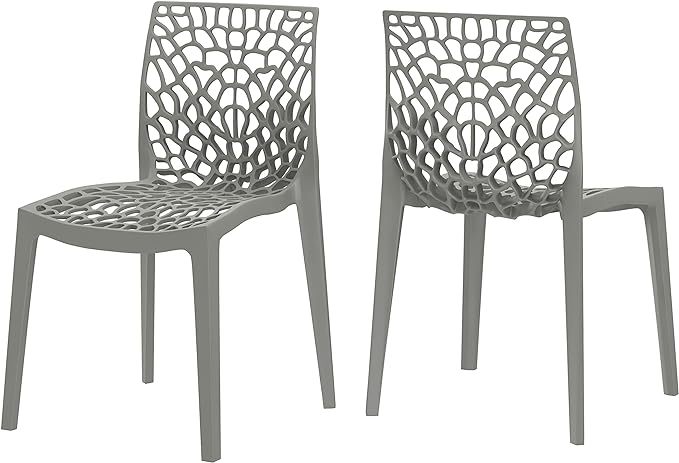 Armless Dining Chairs, Gray, Set of 2