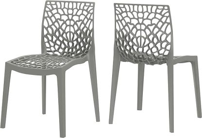Armless Dining Chairs, Gray, Set of 2