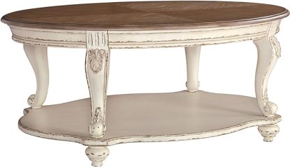 Casual Cottage Coffee Table, Antique White & Brown