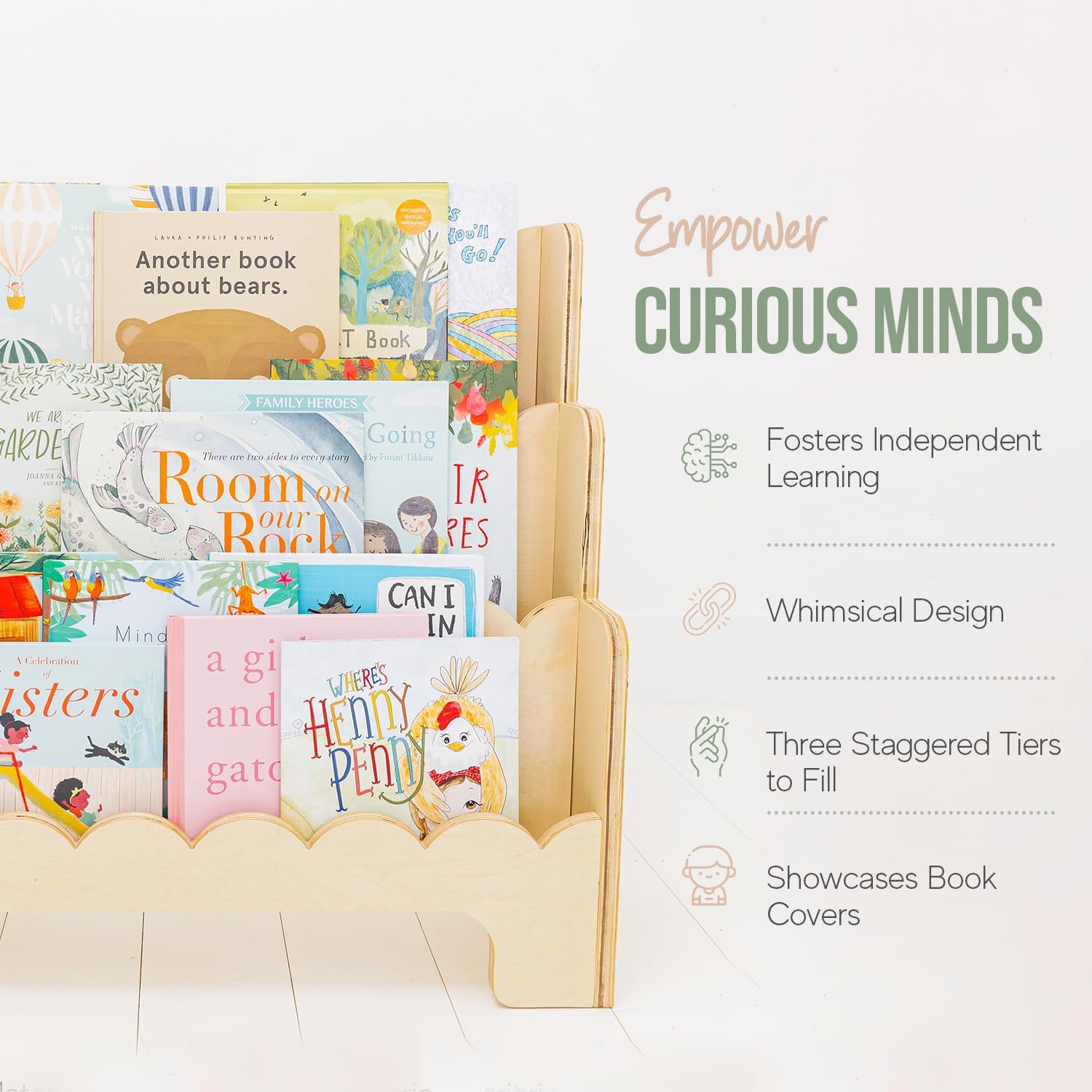 Perfect Height 3-Tier Montessori Bookshelf for Kids