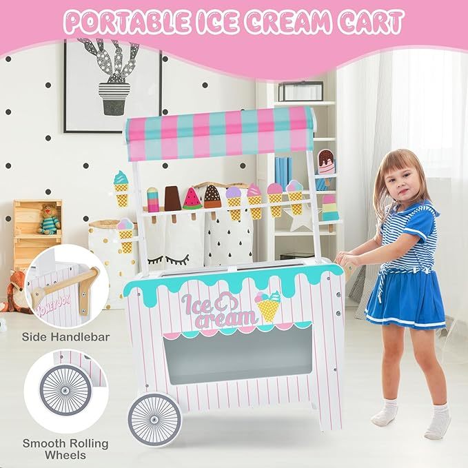 Wooden Grocery Store Playset w/12 Pieces Play Accessories