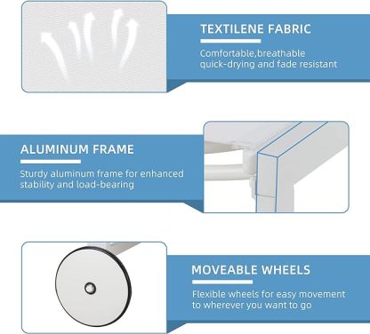 2 PCS Outdoor Chaise Lounges Chair with Wheels Aluminum Reclining Patio Lounge Chairs