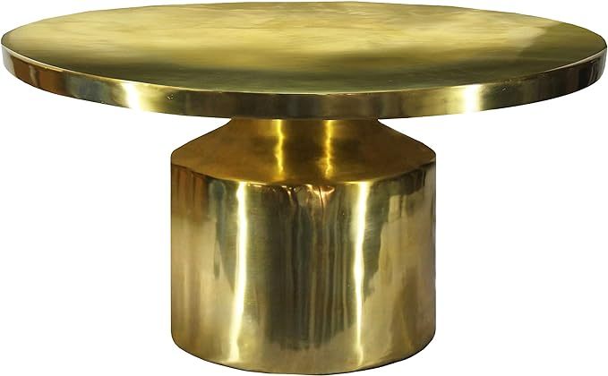 31-Inch Modern Classic Round Metal Coffee Table with Pedestal Base