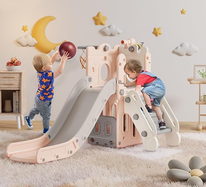 7 in 1 Toddler Slide, L-Shaped Kids Slide for Toddlers Age 1+