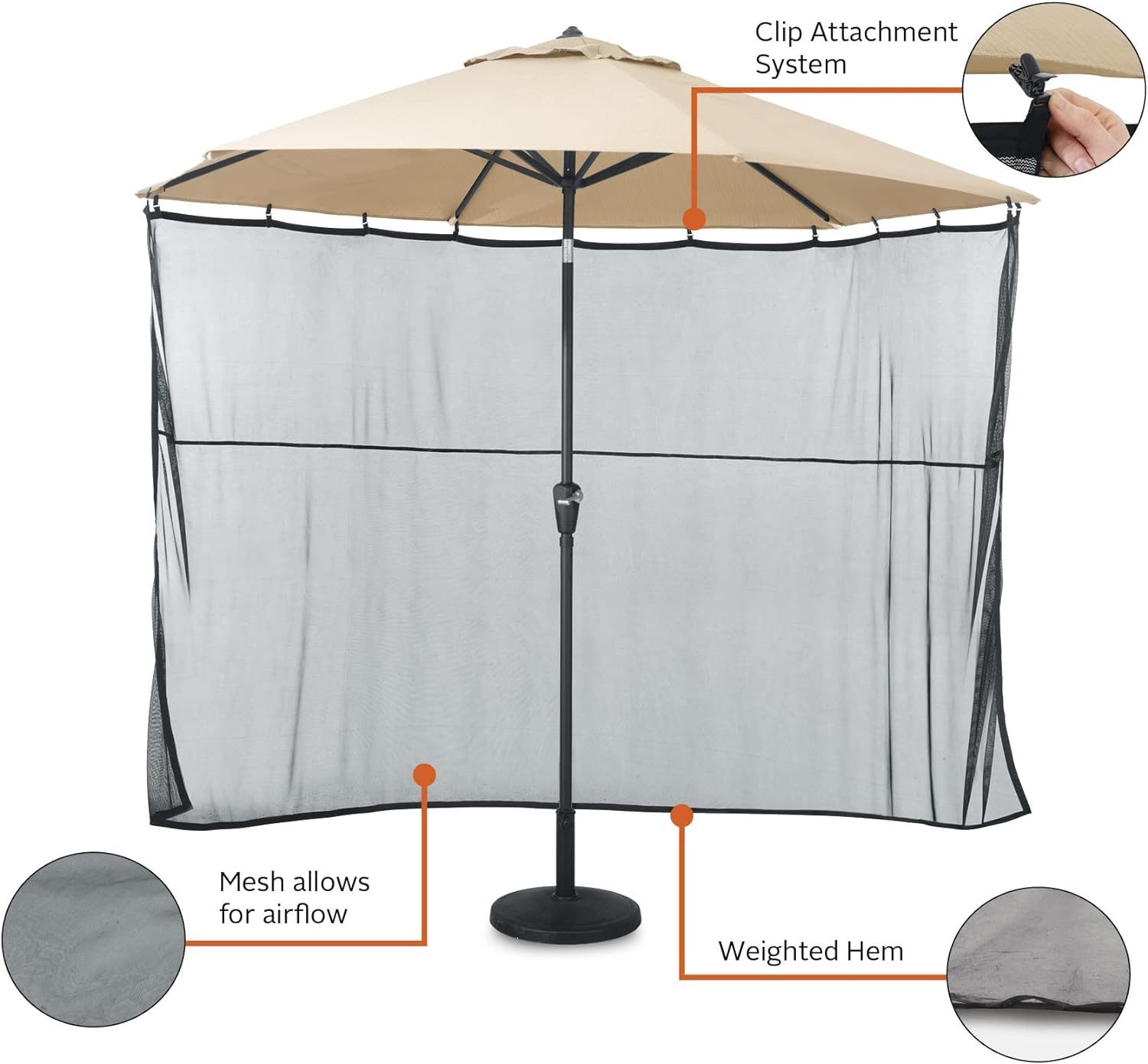 Water-Resistant 68 Inch Universal Patio Umbrella Shade Screen, Patio Furniture Covers