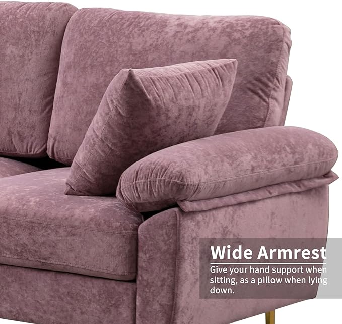 U-Shaped Sectional Sofa Couch, Modern Velvet L-Shaped Couch Set