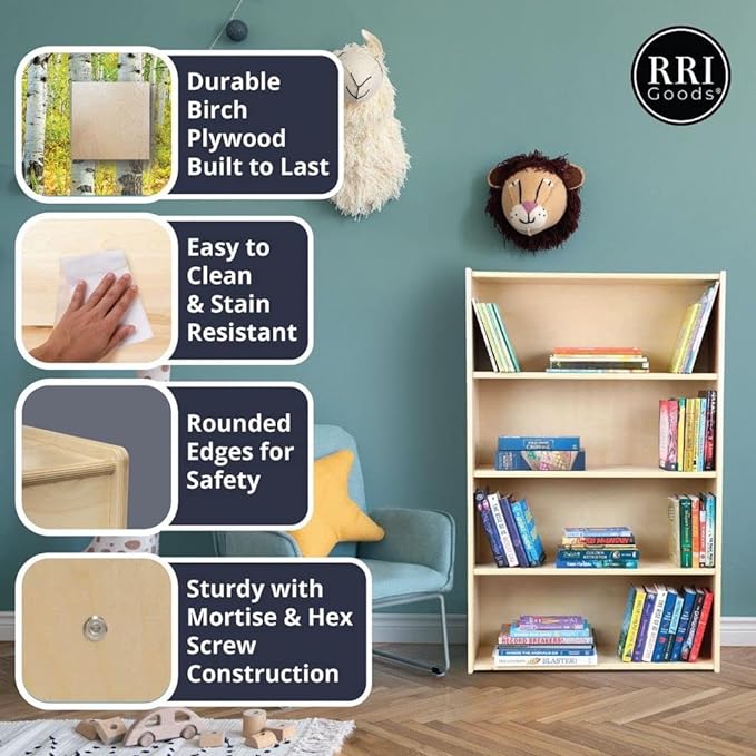 2-Tier Low Shelving Unit, Birch Plywood Horizontal Bookcase