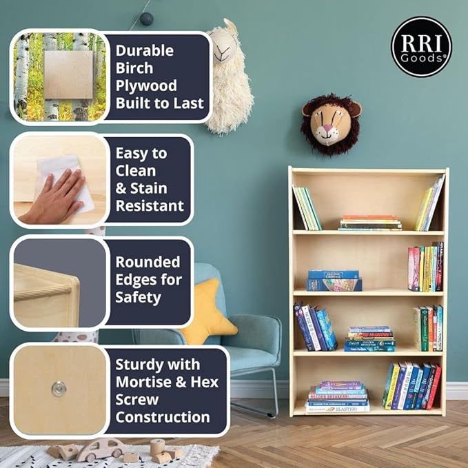 2-Tier Low Shelving Unit, Birch Plywood Horizontal Bookcase