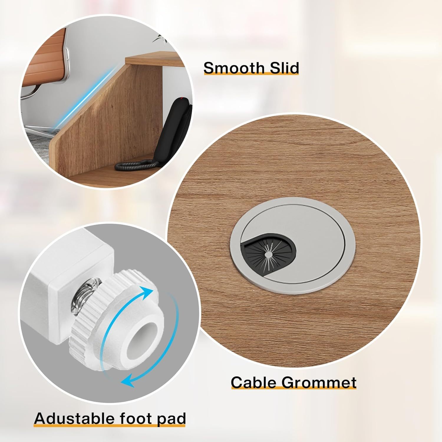 Modern Front Desk Reception Room Table with Cable Grommet, 47 inch Retail Counter