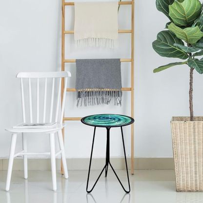 Small Round End Table, Metal Side Table Outdoor